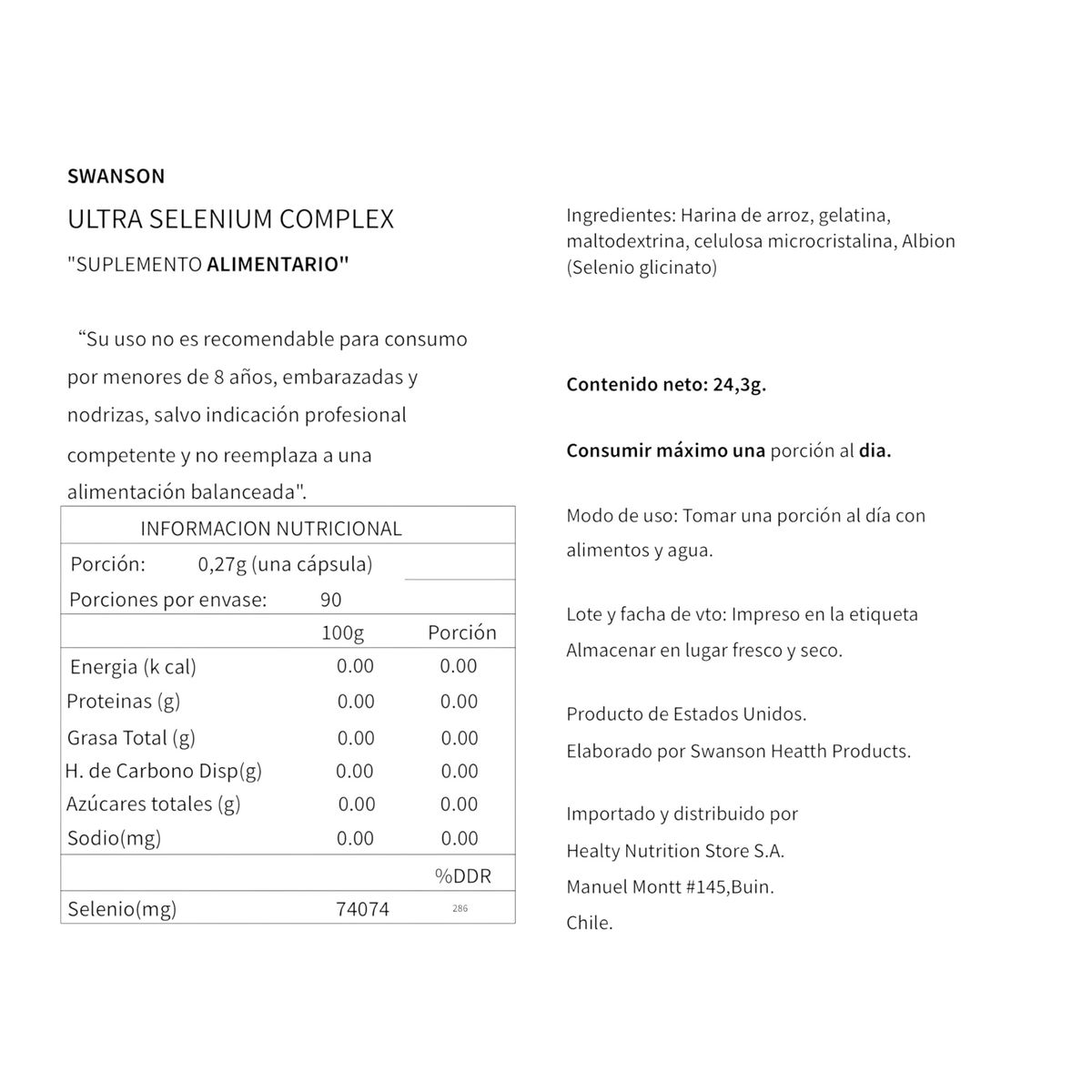 SWANSON - ALBION SELENIUM 200MCG 90 CAPSULAS VEGANAS - SWANSON