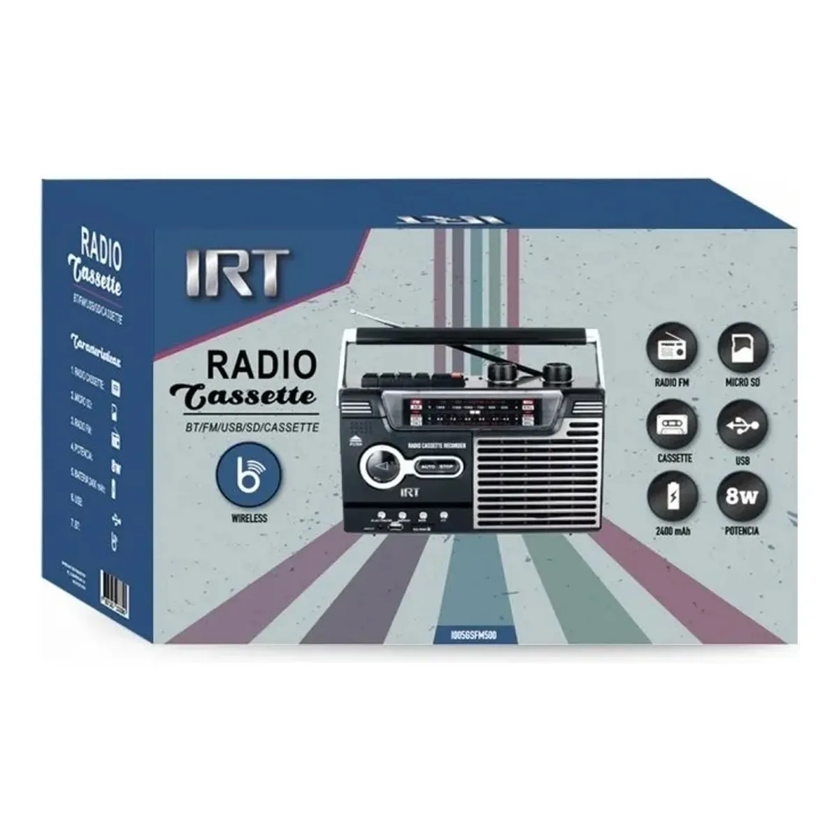 IRT - Radio Retro Clásico Casette Portátil Bluetooth USB