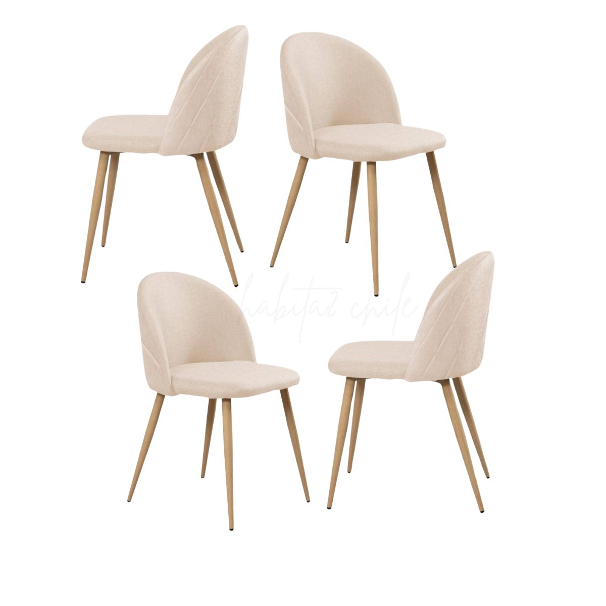 HABITA2 CHILE - Pack 4 Silla de comedor Nordic Felpa