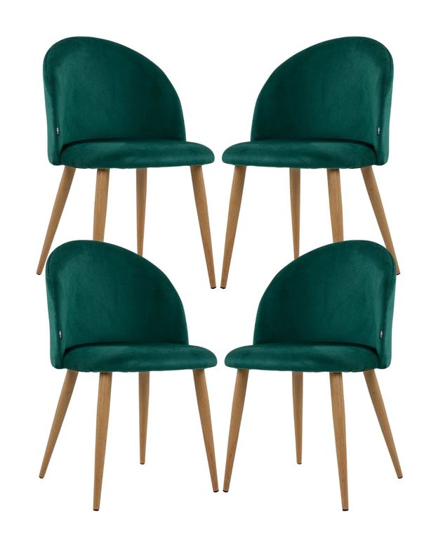 Pack 4 Silla de comedor Nordic Felpa Verde bosque