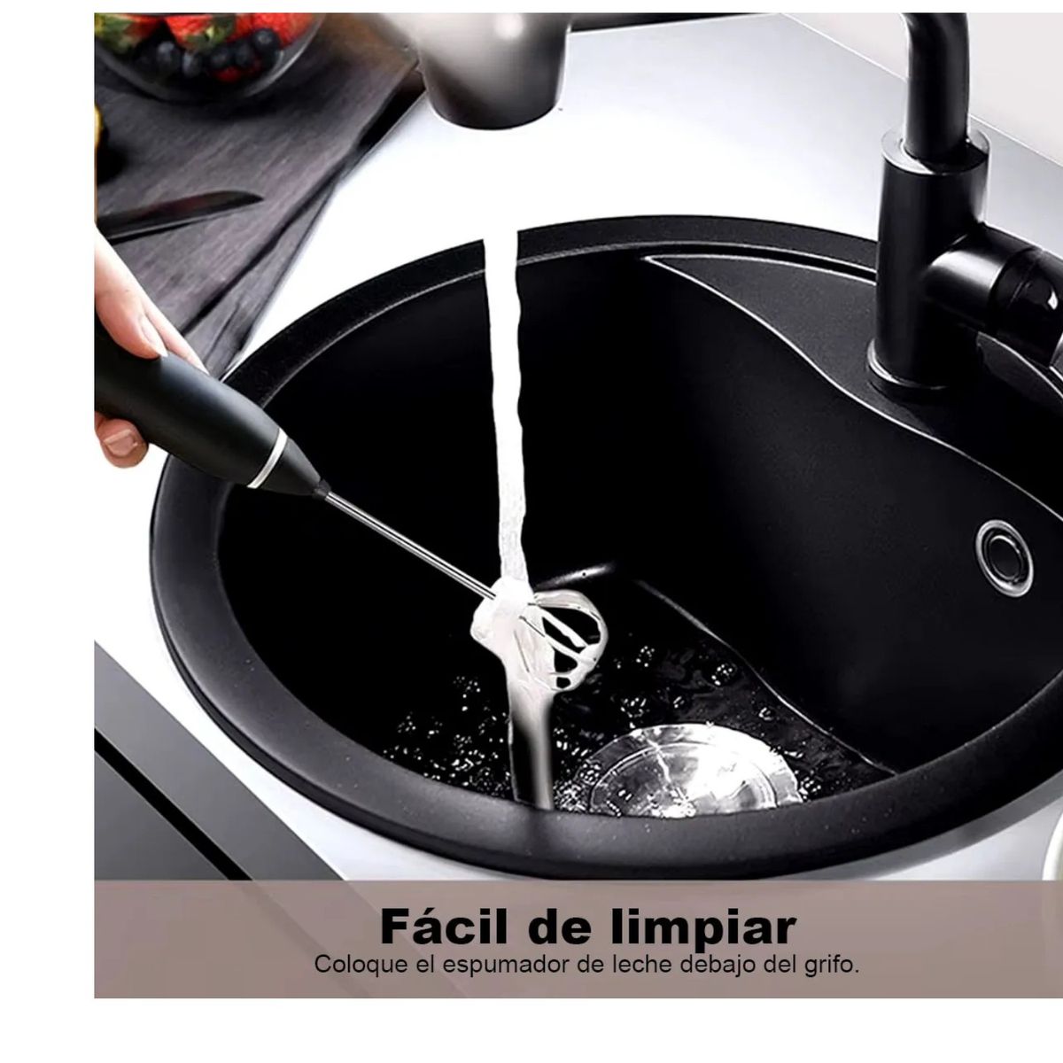 GENERICO - Mini Batidor Revolvedor De Café Y Espuma Leche Recargable Color Negro_.