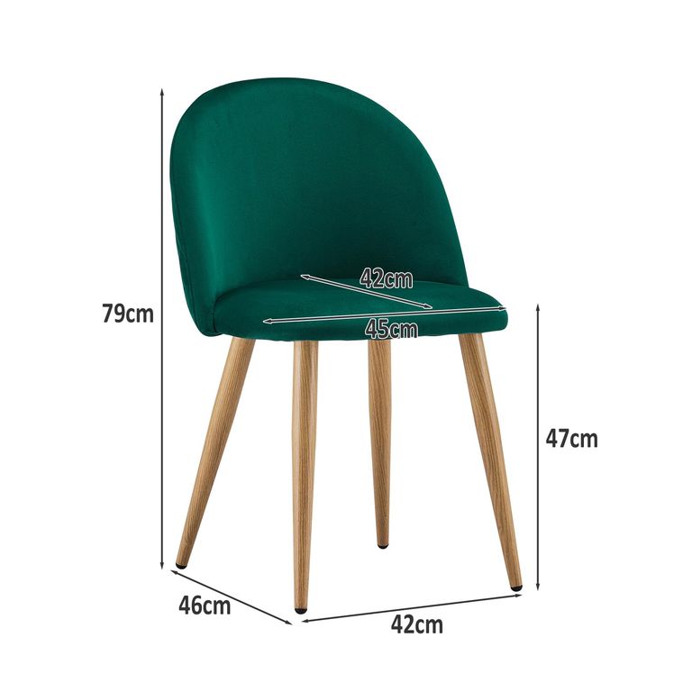 Silla Nordic Felpa patas simil madera Verde bosque