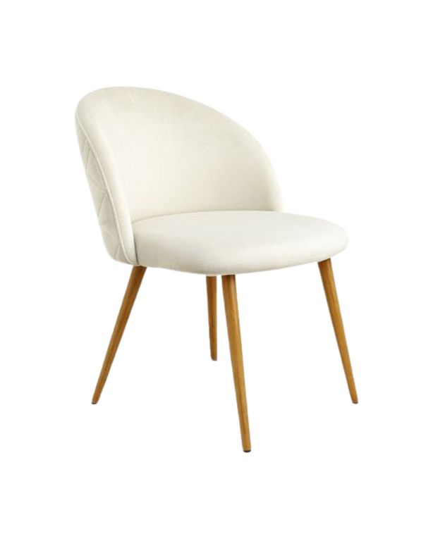 Silla Nordic Felpa patas simil madera Beige