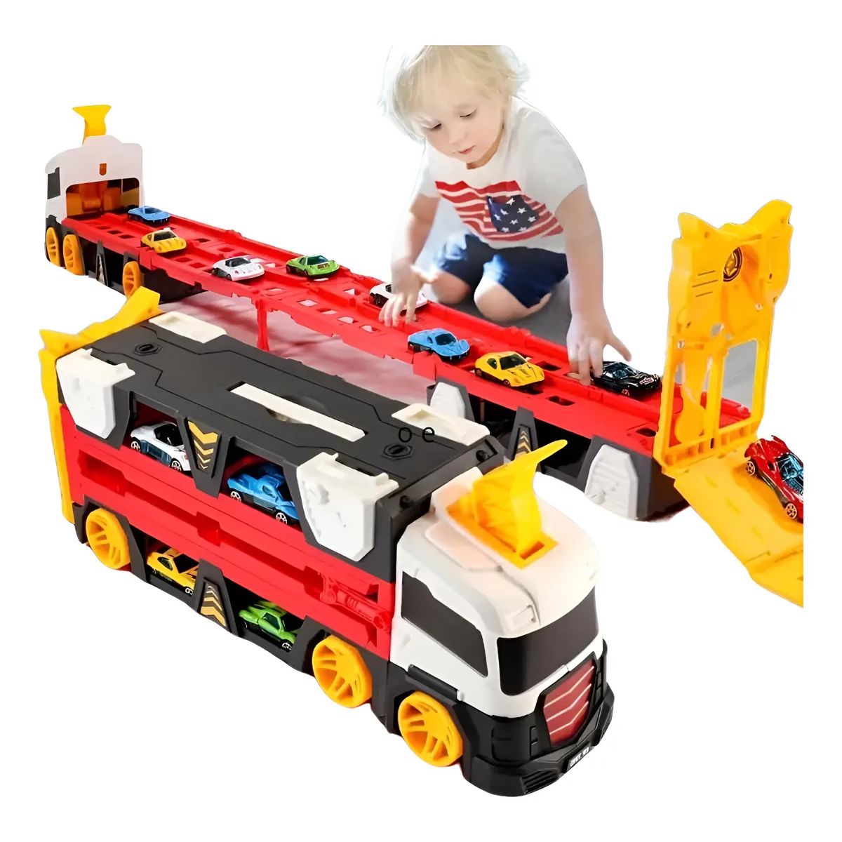 GENERICO - Camion Mega Hauler Pista Autos De Carrera Eyeccion Para Niño