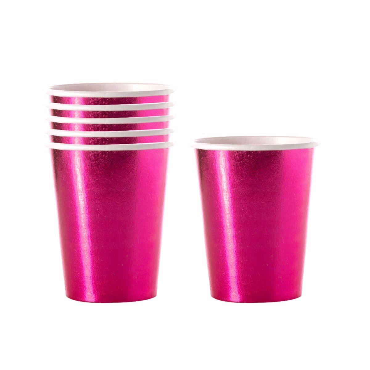 GENERICO - VASO CARTON 7 FUCSIA METALIC X6
