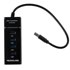 TECNOLAB - Hub USB SuperSpeed 4 Puertos 5Gbps con Protección y LED - PS