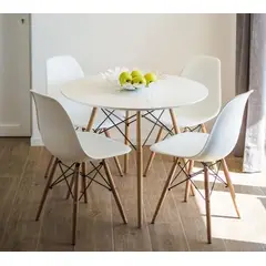 GENERICO - Juego de Comedor Eames 4 Sillas Mesa Redonda Nórdica de 100 cm color Blanco