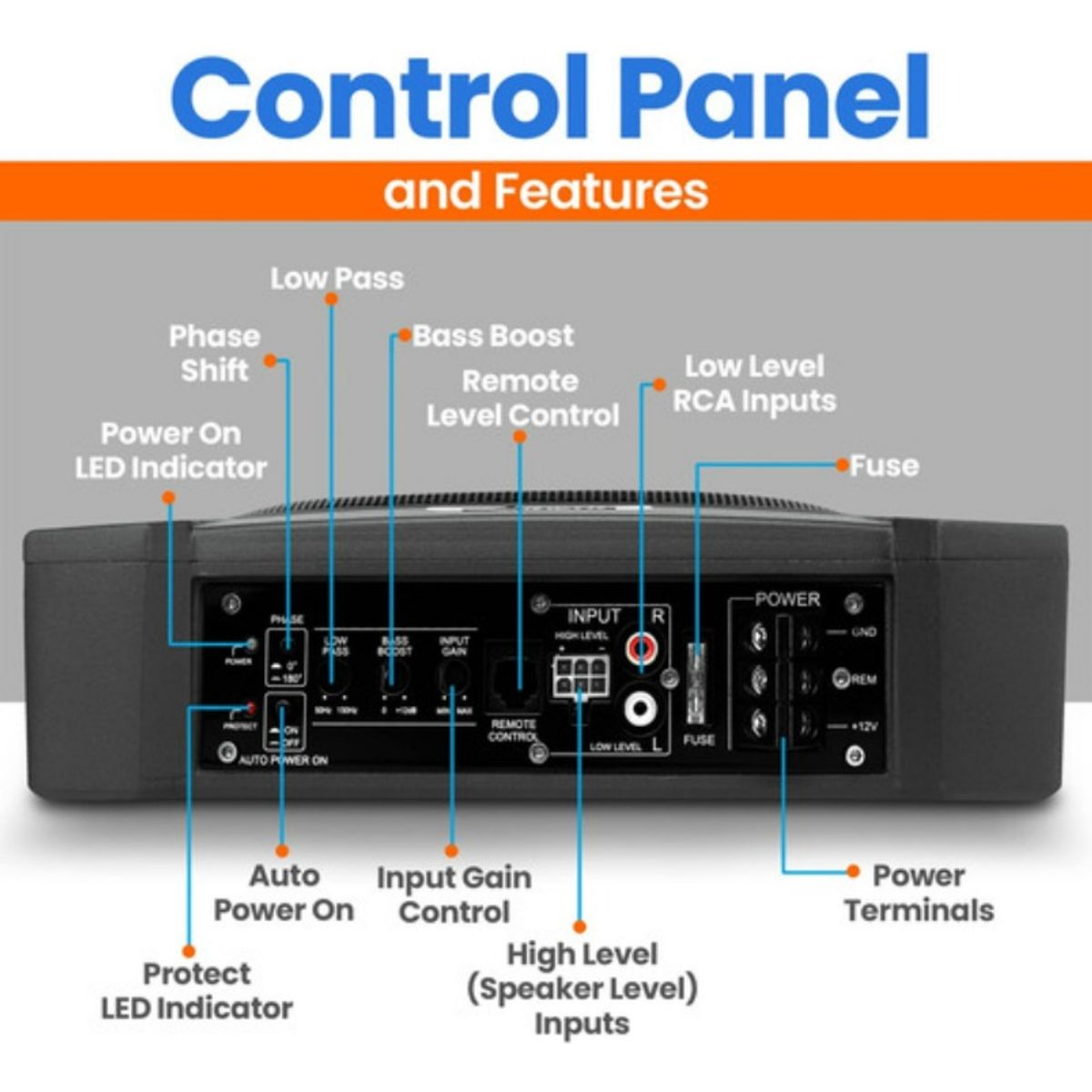 AUDOTO - Subwoofer Plano Amplificador Parlante + Control Volumen