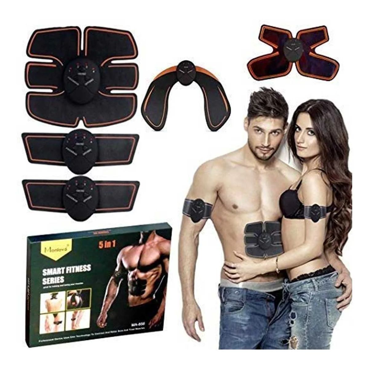 MOVI - Electroestimulador Muscular 5 en 1 EMS – Tonifica Abdomen, Glúteos y Brazos en Casa + Masajeador