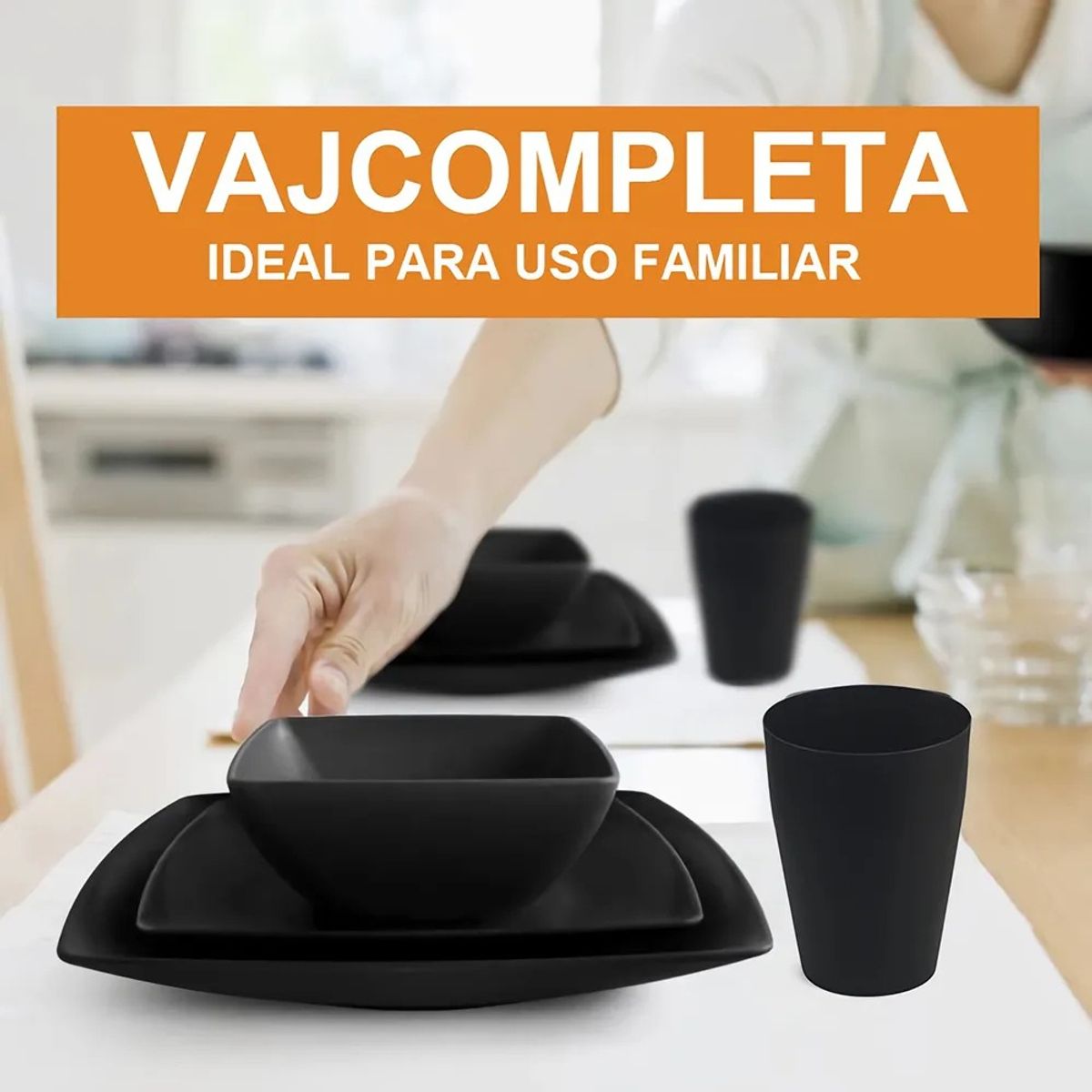 ANYHOGAR - Cuadrada Vajilla Juego Cocina Paja Trigo Plato Tazas Kit