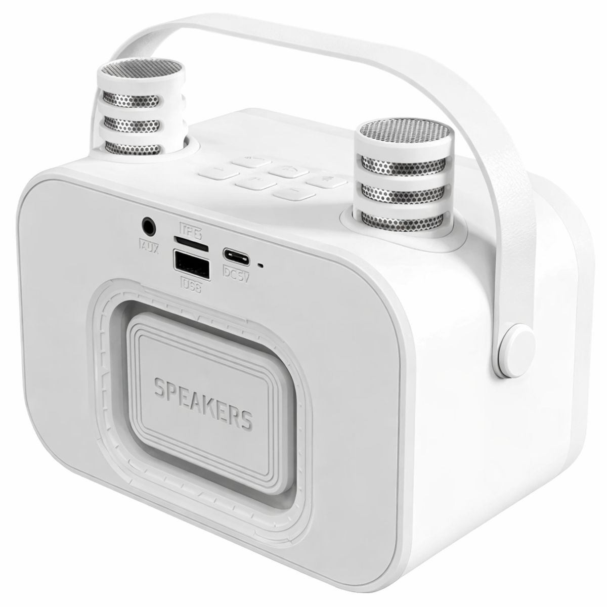 MLAB - Parlante Karaoke de Niños + 2 Micrófonos Inalámbricos Blanco My Lil Dual Voice RGB