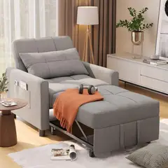 GENERICO - 3 En 1 Sofá Cama Sillón Reclinable Convertible Gris