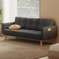 GENERICO - Sofá Sillón de 3 Plazas con 3 Cómodas Almohadas, Gris Oscuro