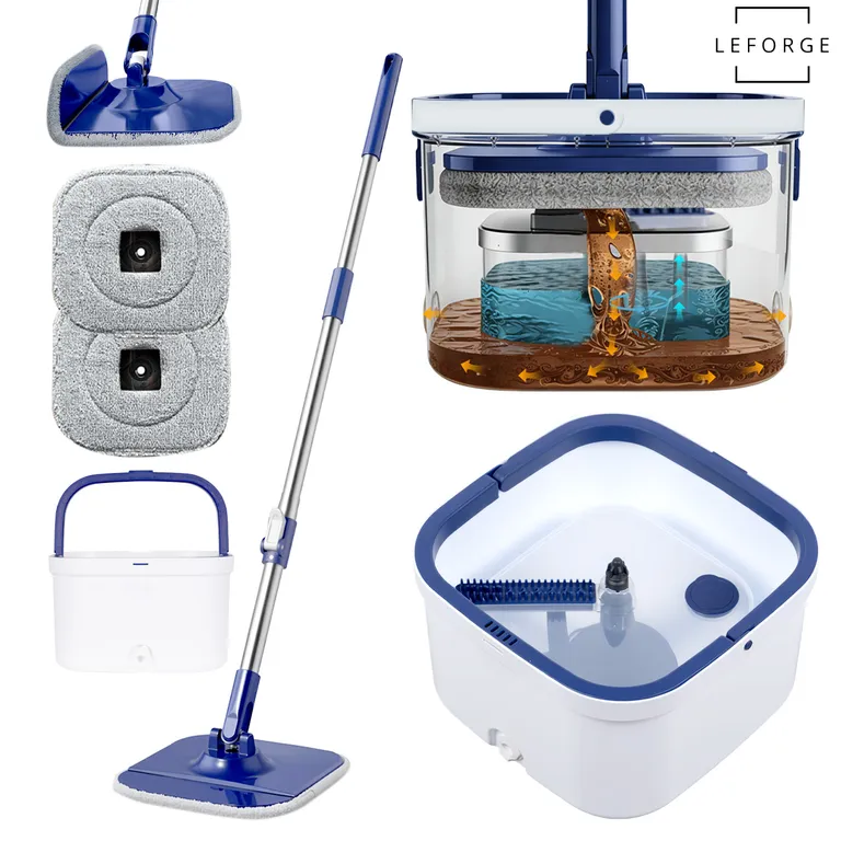Mopa Trapeador Giratoria 360° Plegable Con Balde Centrifugo Y Separador ...