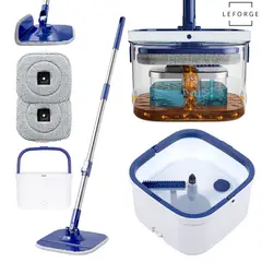 LEFORGE - Mopa Trapeador Giratoria 360° Plegable Con Balde Centrifugo Y Separador De Agua Sucia