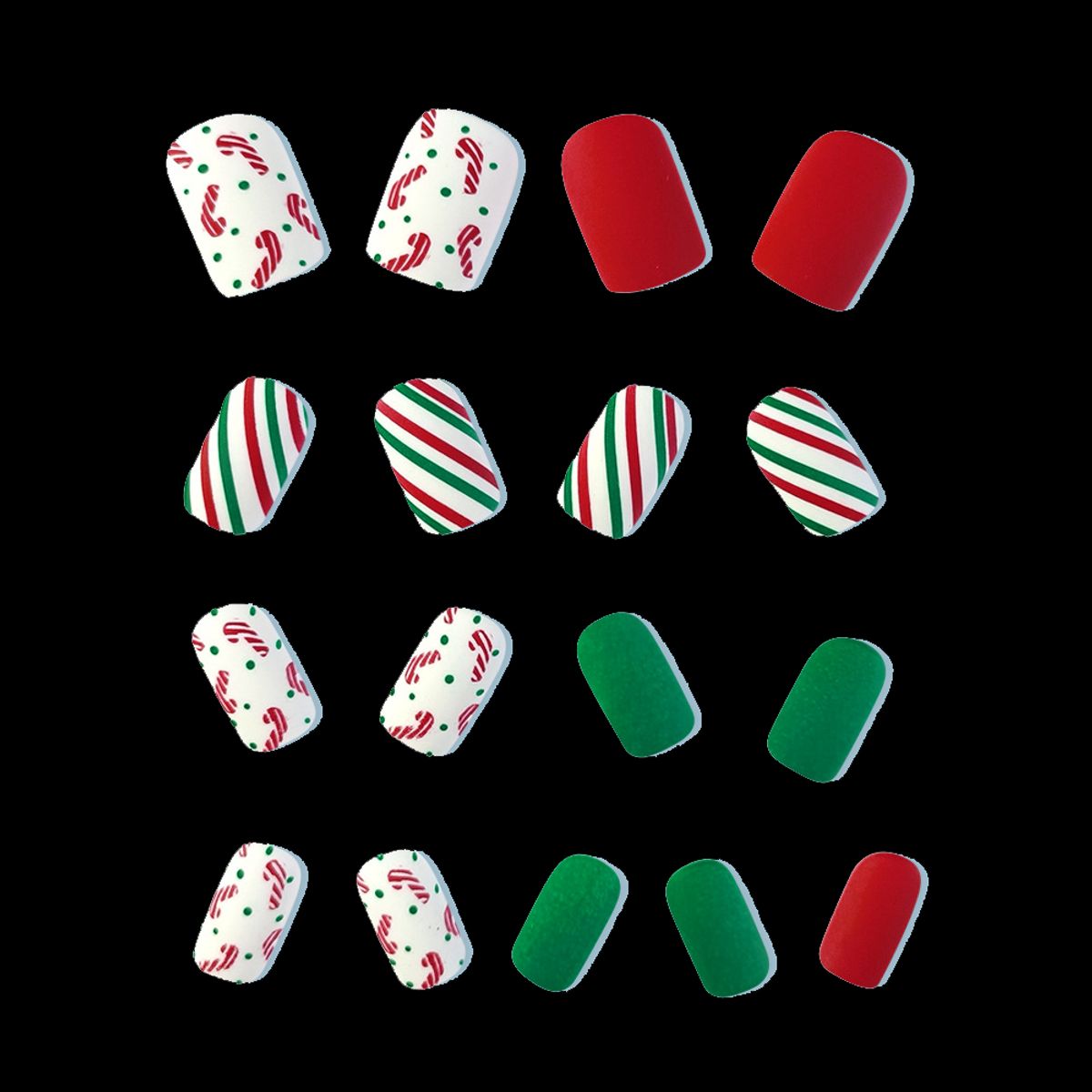 GENERAL - Navidad Wearable Acabado Nails Sheets Parches De Uñas Rojo Rayas Coloridas Christmas Candy Wearable Nails
