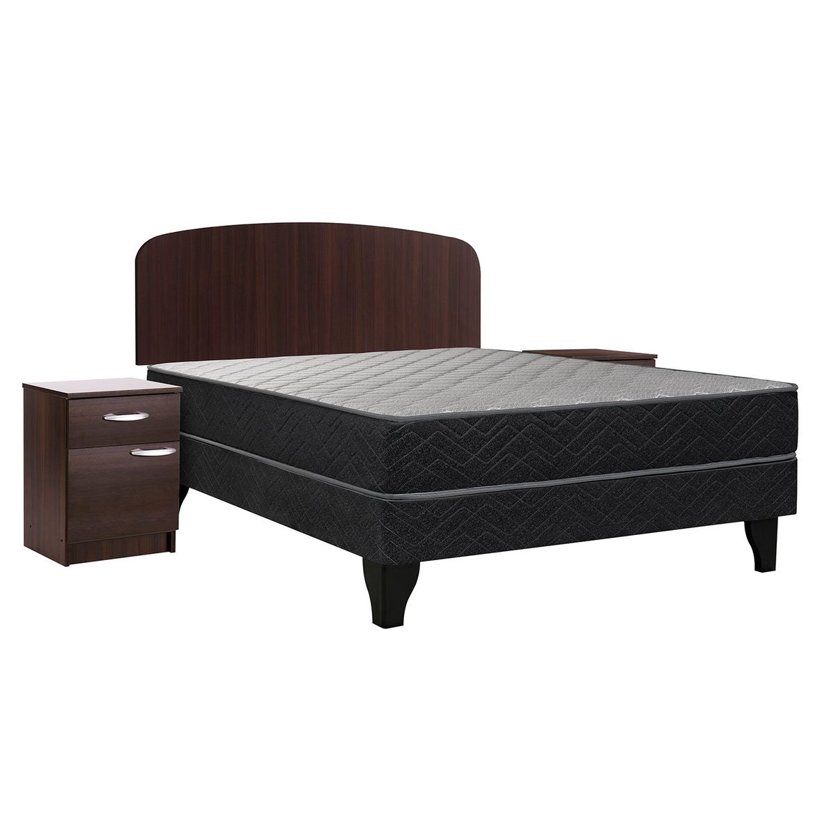 CELTA - Cama Europea Apolo Black Full + Set Cordoba 2 Veladores Celta