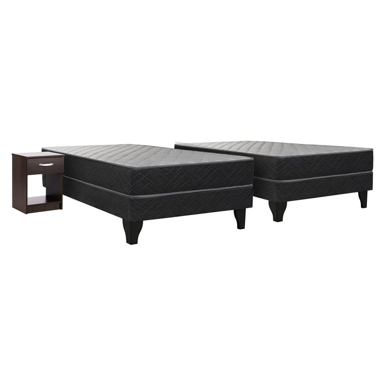 CELTA 2 Camas Apolo Black + Velador Asturias 1 Plaza