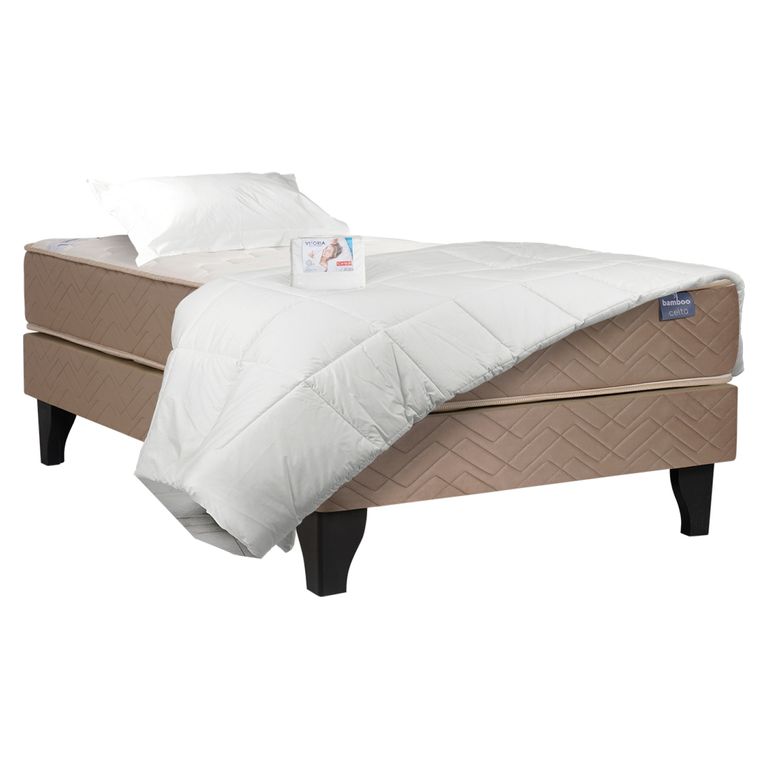CELTA Cama Europea Bamboo + Textil 1 Plaza