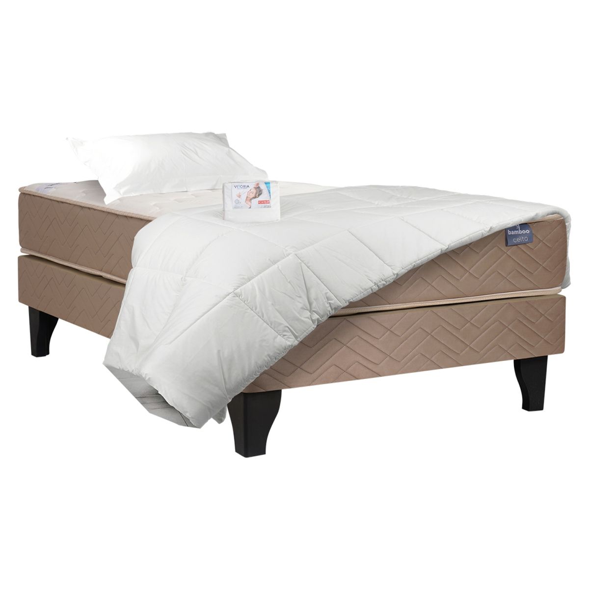 CELTA - Cama Europea Bamboo + Textil 1 Plaza Celta