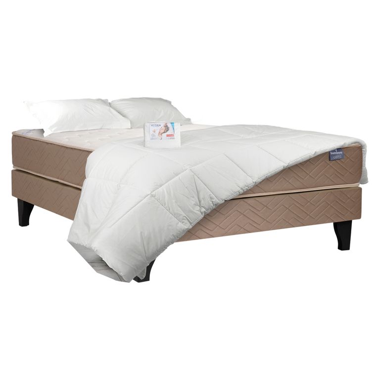 CELTA Cama Europea Bamboo + Textil 2 Plazas
