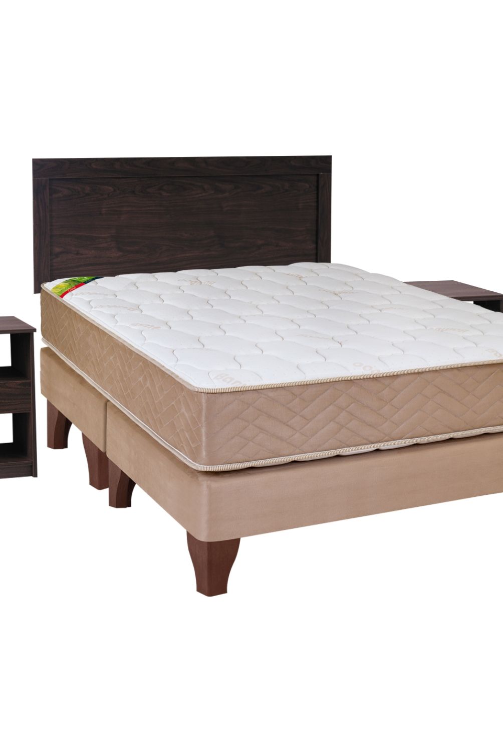 CELTA - Cama Europea Bamboo9 2 Plazas + Respaldo + 2 Veladores Celta