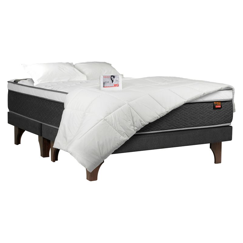 CELTA - Cama Europea Everest + Textil 2 plazas x 2 mt. Base Dividida Celta