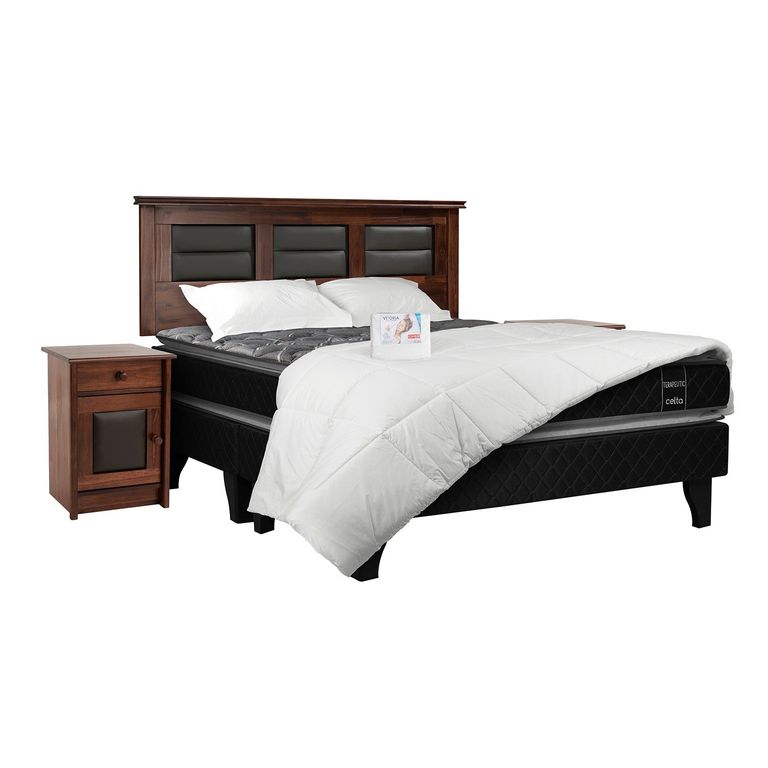 CELTA Cama Europea Terapeutic + Set Villarreal + Textil 2 Plazas Base Dividida