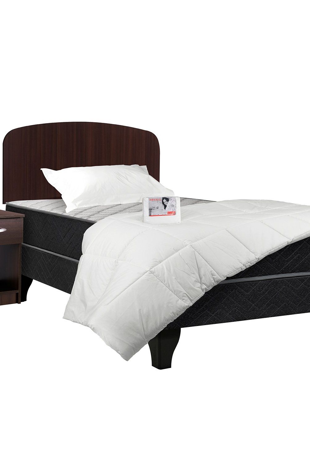 CELTA - Cama Europea Apolo Black 1,5 Plaza + Set Asturias + Textil Celta