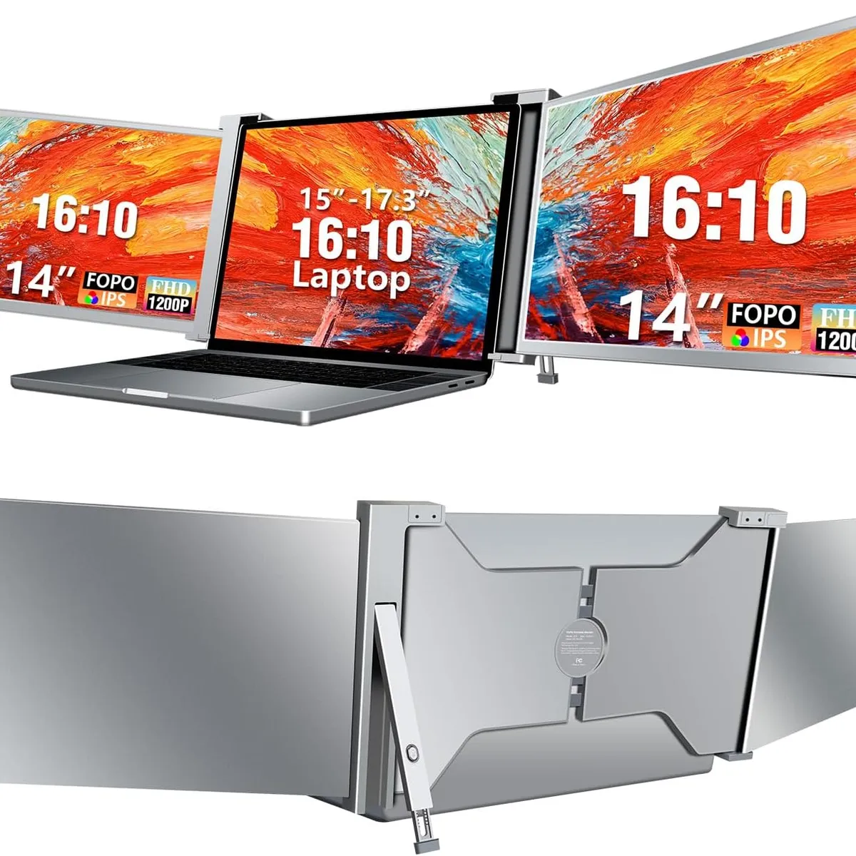 BLUEDREAMER - Monitor portátil IPS FHD 1200P con triple pantalla para portátil de 14 pulgadas