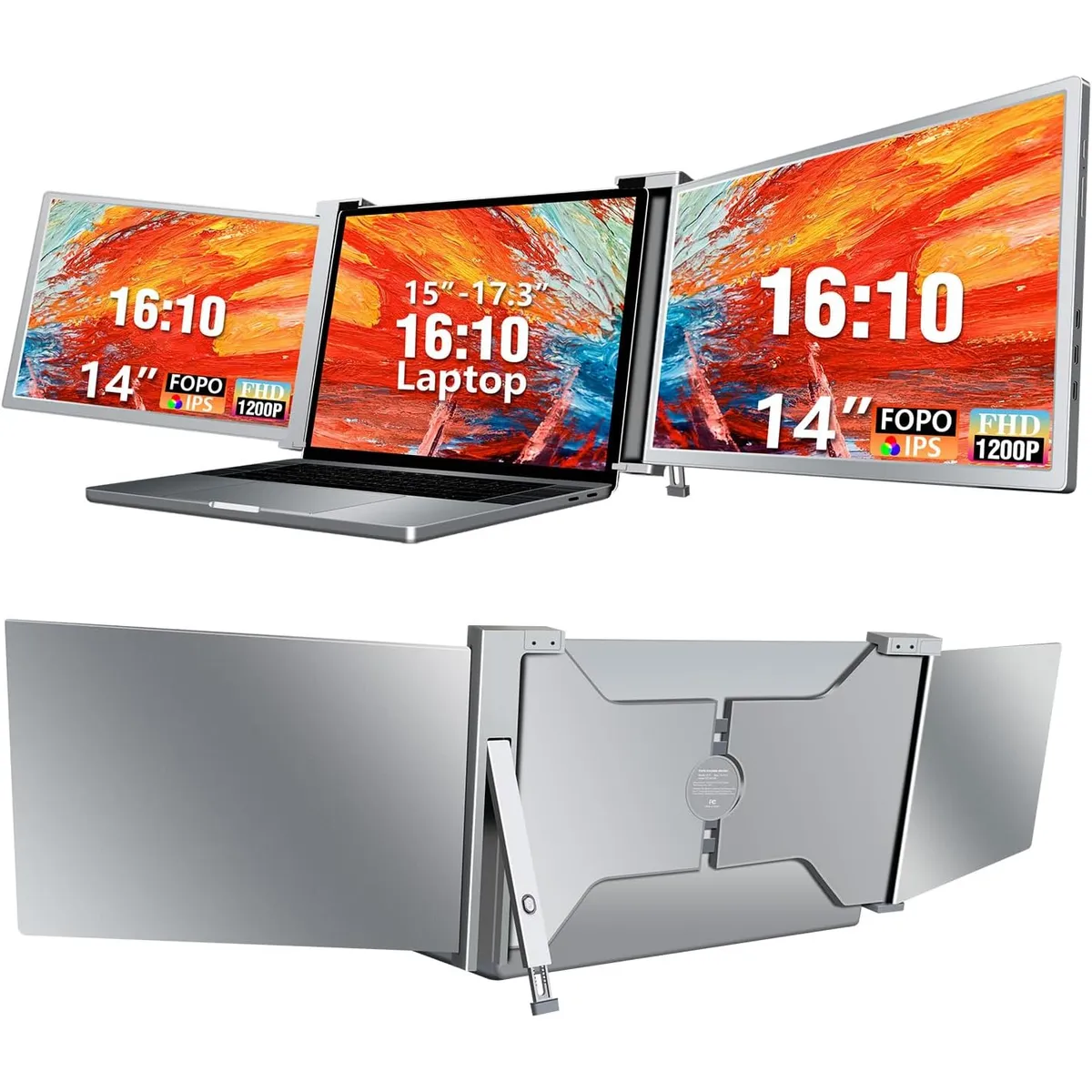 BLUEDREAMER - Monitor portátil IPS FHD 1200P con triple pantalla para portátil de 14 pulgadas