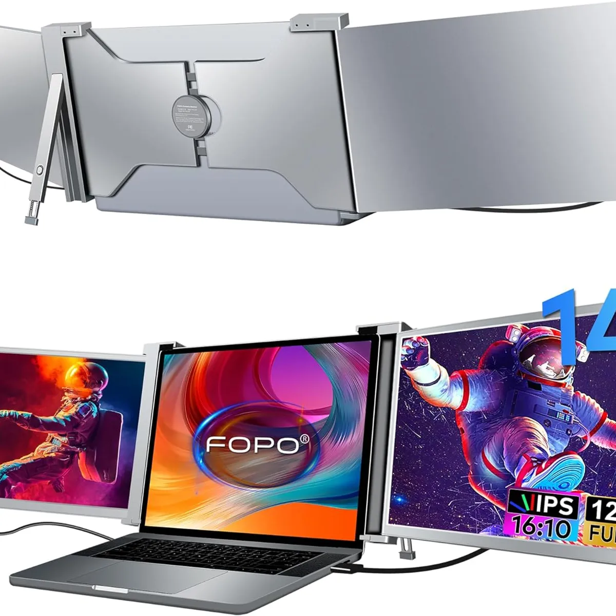 BLUEDREAMER - Monitor portátil IPS FHD 1200P con triple pantalla para portátil de 14 pulgadas