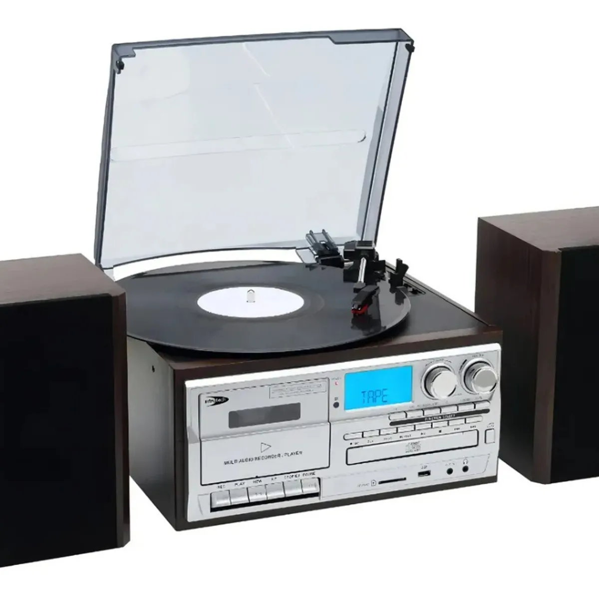 U BUY - Tornamesa Bluetooth Con Cd Y Cassette + Parlantes Externos