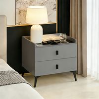 Velador Inteligente con Carga Inalámbrica LED 3 Colores y 2 Cajones Gris.