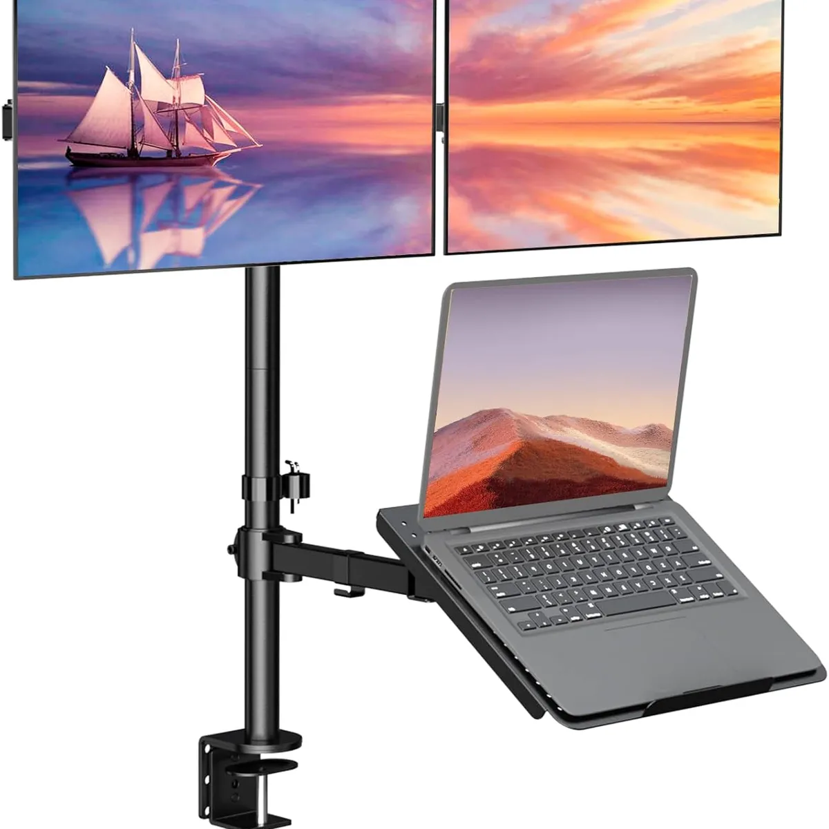 BLUEDREAMER - Soporte para monitor de doble pantalla soporte de escritorio para monitor extra alto
