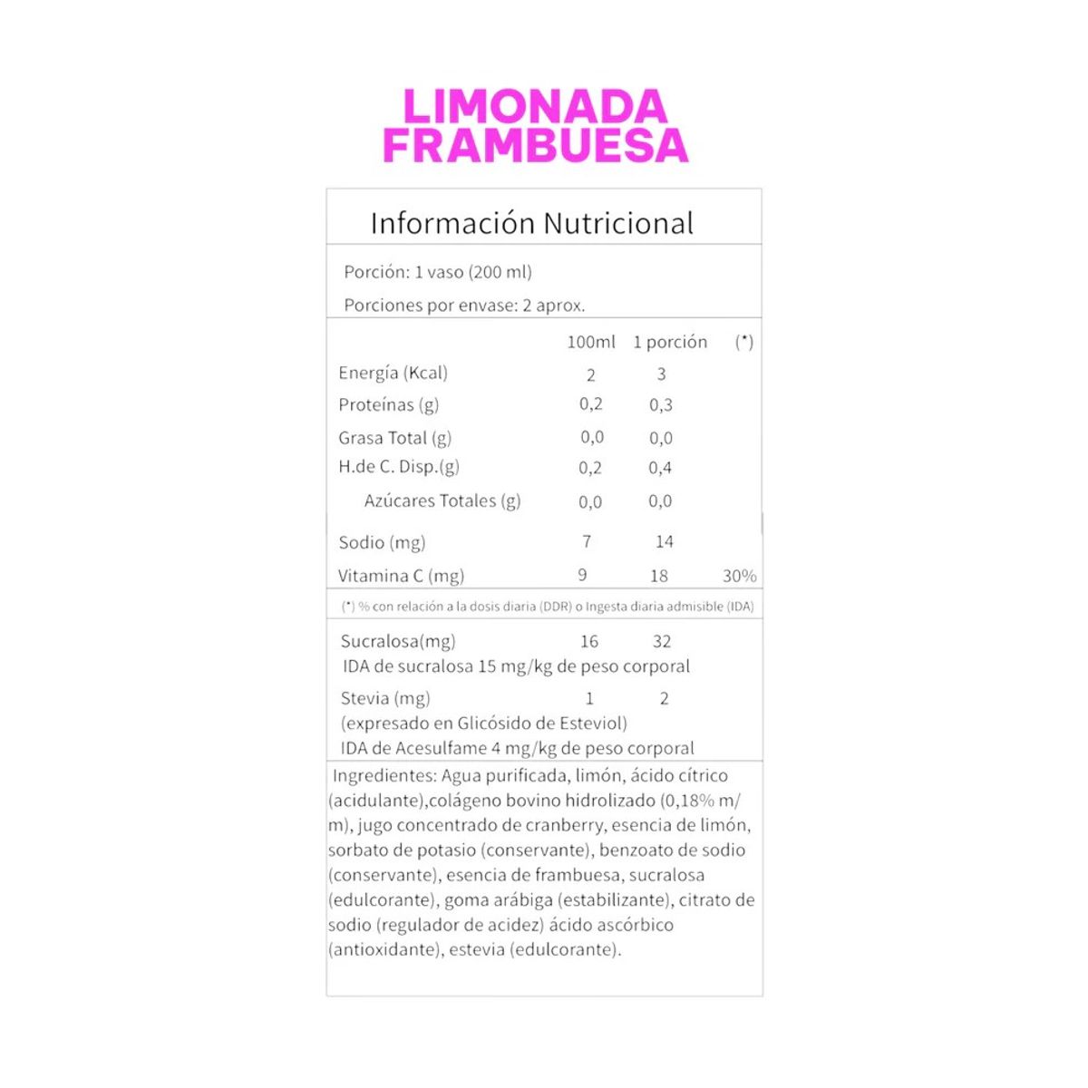 GENERICO - PACK X6 JUGO NATURAL + COLAGENO LIMONADA FRAMBUESA 473ML - I LIKE