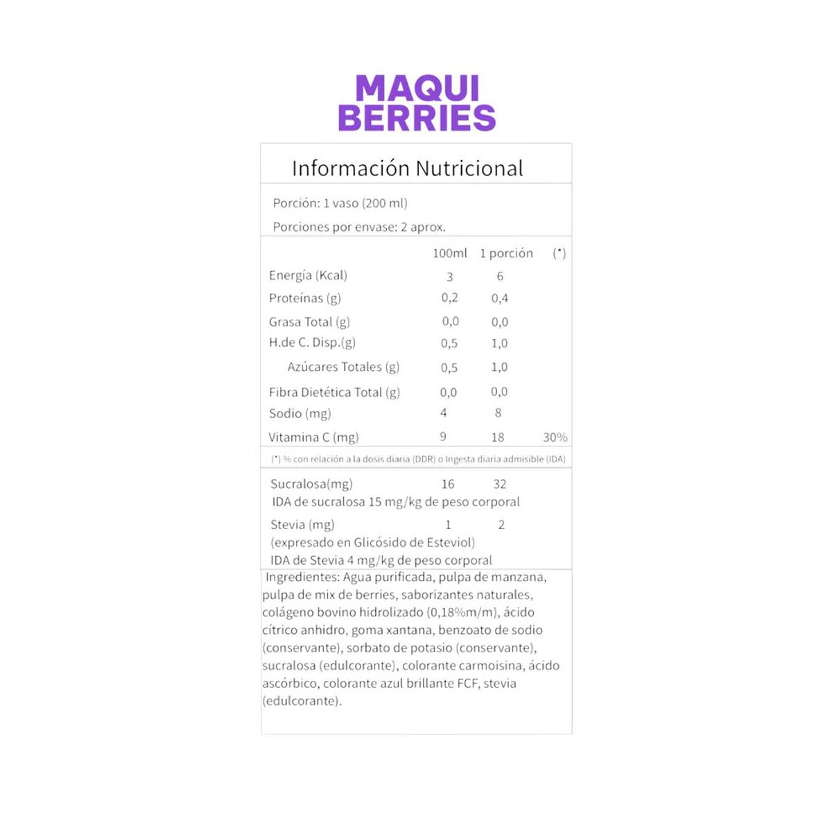 GENERICO - PACK X12 JUGO NATURAL + COLAGENO MAQUI BERRIES 473ML - I LIKE