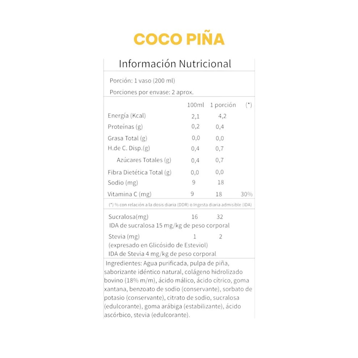 GENERICO - PACK X12 JUGO NATURAL + COLAGENO COCO PIÑA 473ML - I LIKE