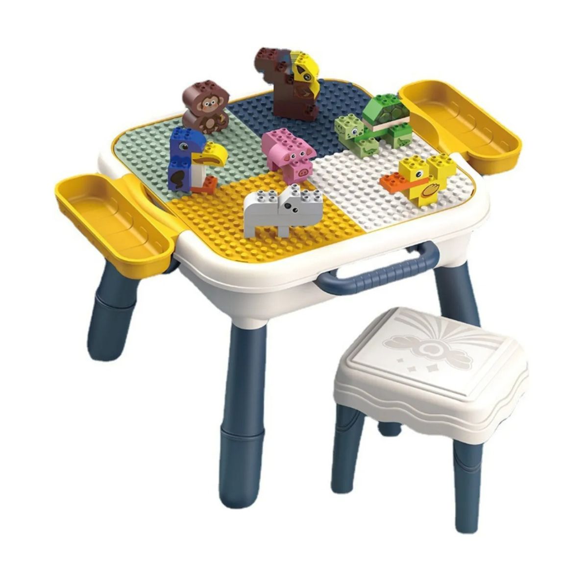 GENERICO - Mesa De Bloques De Construcción Con Accesorios Y Taburete