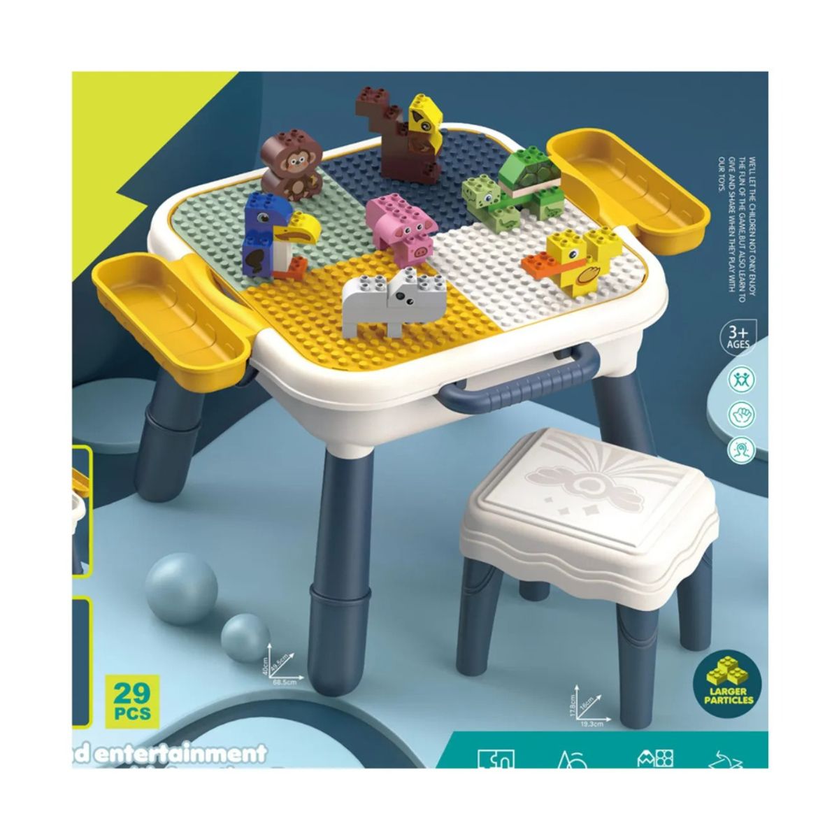 GENERICO - Mesa De Bloques De Construcción Con Accesorios Y Taburete