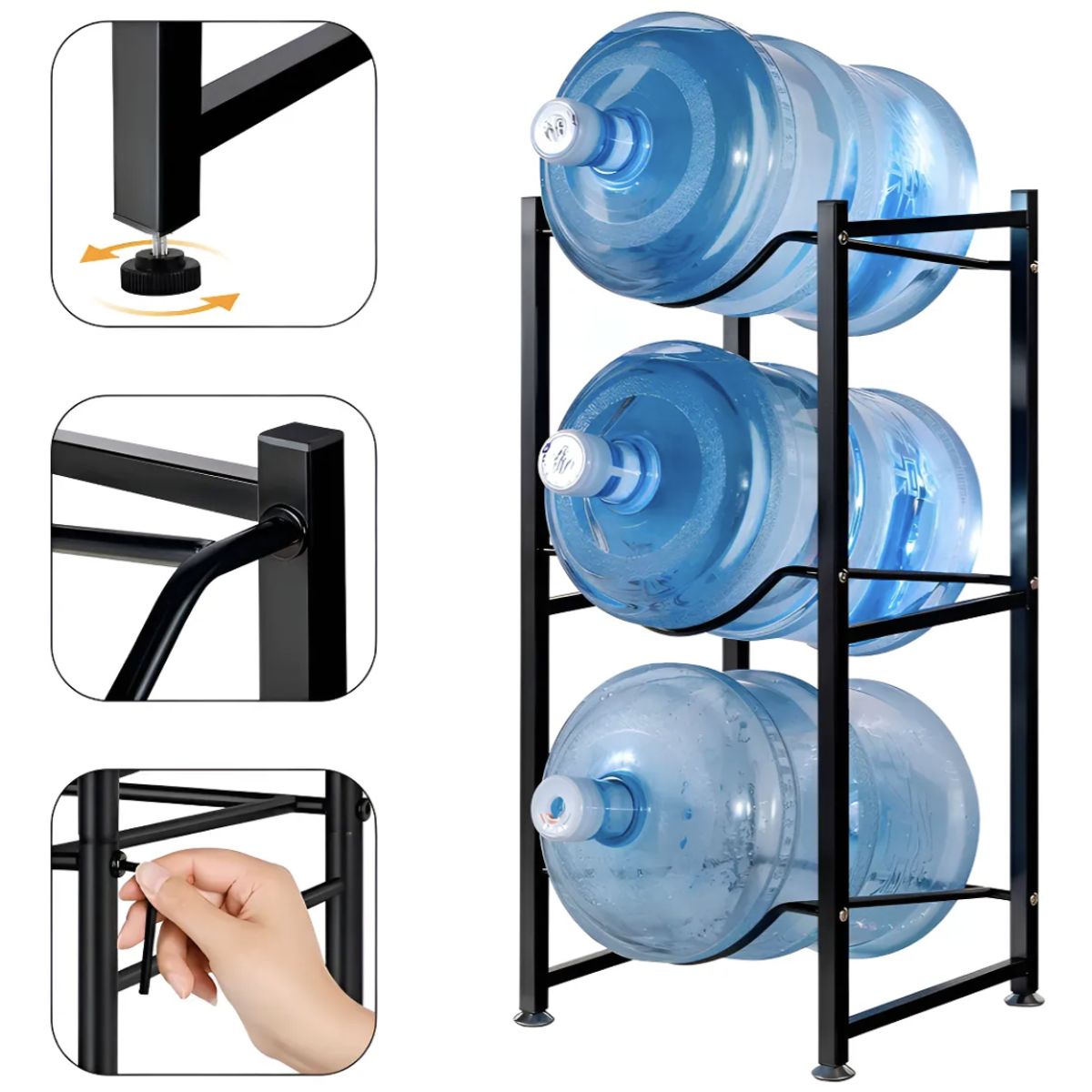 OKAY - Estante Organizador Rack 3 Botellones Agua 20lts Negro