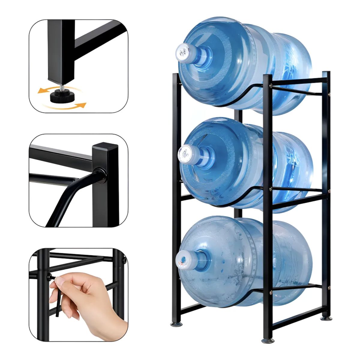 OKAY - Estante Organizador Rack 3 Botellones Agua 20lts Negro
