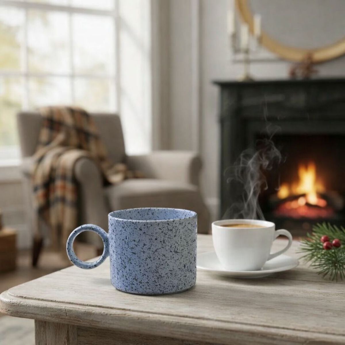 GENERAL - Taza de Cafe de Ceramica Violeta Estilo Minimalista