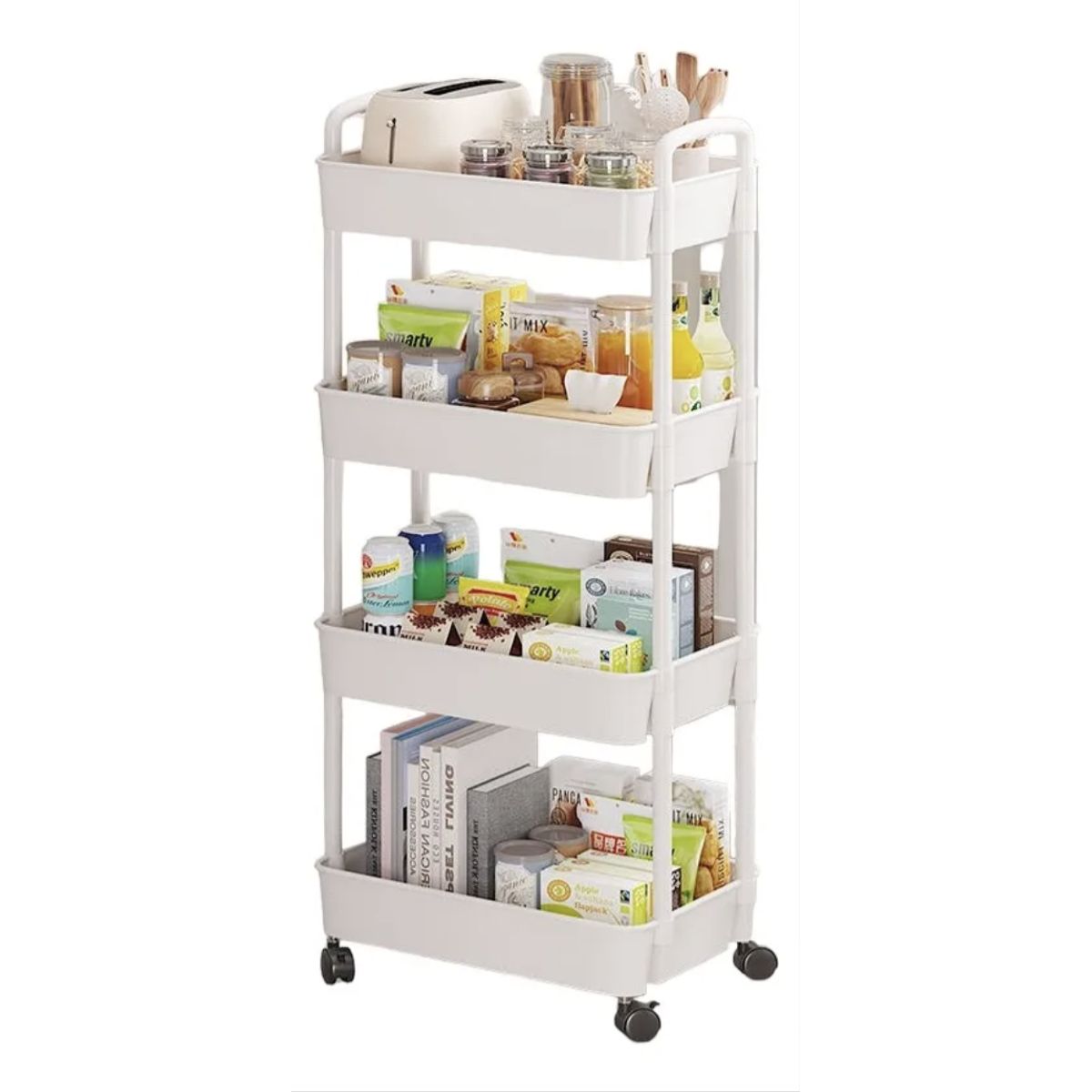 OKAY - Carrito Plástico Organizador 4 Niveles Con Ruedas