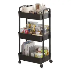 OKAY - Carrito Plástico Organizador 3 Niveles Con Ruedas Color Negro