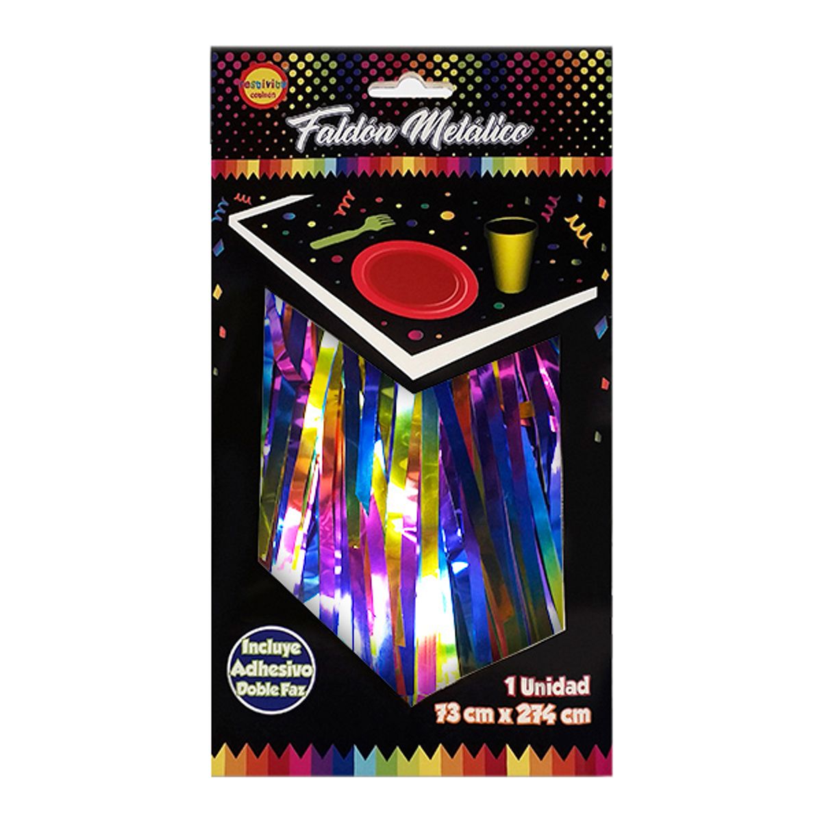 GENERICO - FALDON MESA METALICO 2.74 MT X 73 CM ARCOIRIS X1 UNI