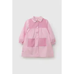 COLLOKY - Delantal Escolar de niña Rosado con Botones y Costuras Resistentes