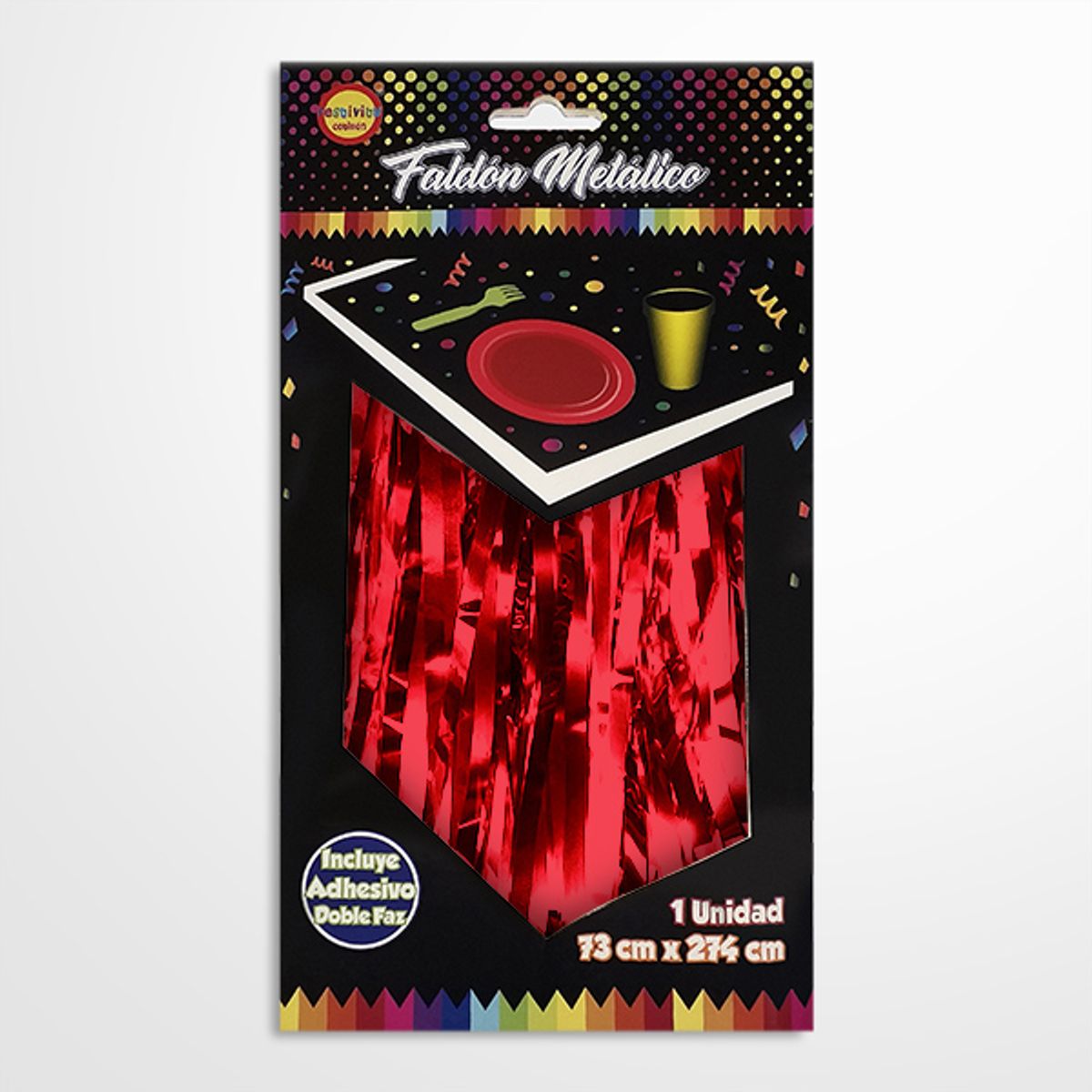 GENERICO - FALDON MESA METALICO 2.74 MT X 73 CM ROJO X1 UNI