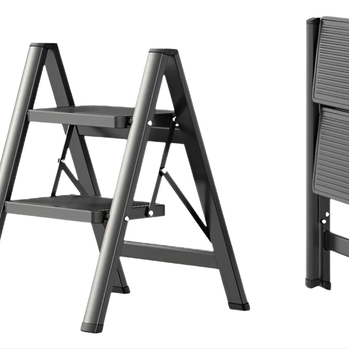 OKAY - Escalera Plegable Ligera Acero 2 Escalones Capacidad 150kg