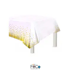 GENERICO - MANTEL METALICO 137 X 183 BLANCO/DORADO X1 UNI